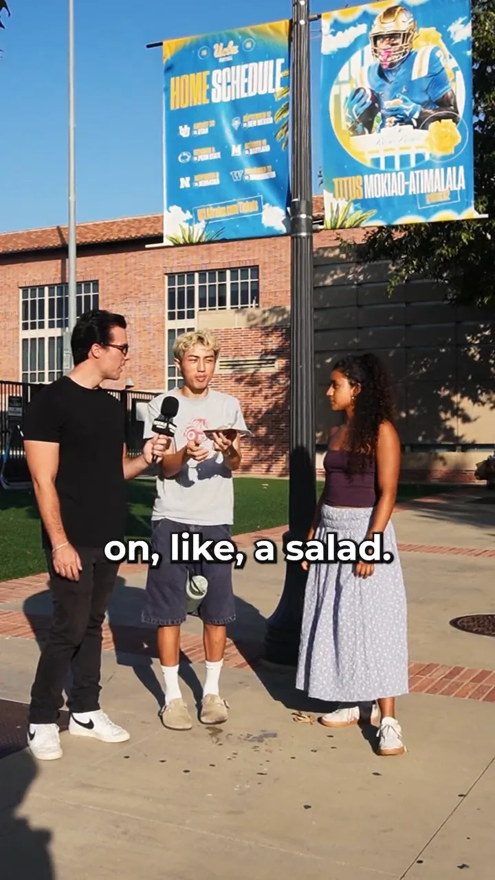 Still from the Impeccable street-interview ad — a stranger reacting to the product on a Los Angeles sidewalk